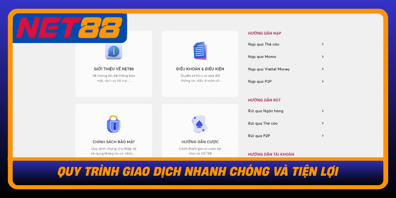Net88 - Nền Tảng Cá Cược Trực Tuyến Uy Tín Hàng Đầu Châu Á 16 Quy Trinh Giao Dich Nhanh Chong Va Tien Loi